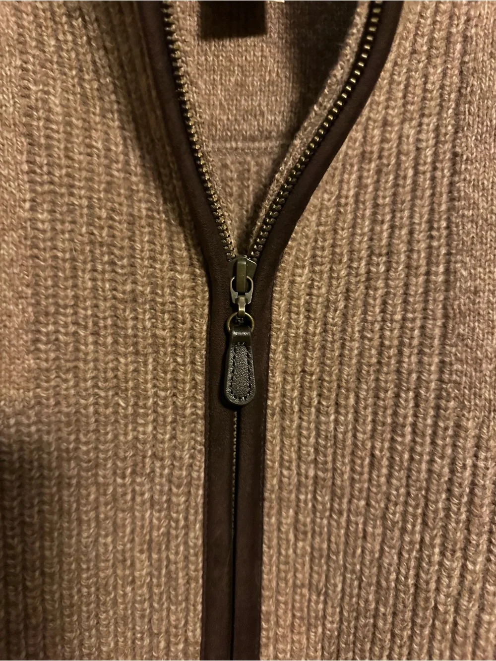 L.L. Bean Waterfowl Sable Full-Zip Merino Lambswool Sweater Vest Brown Men Sz L
